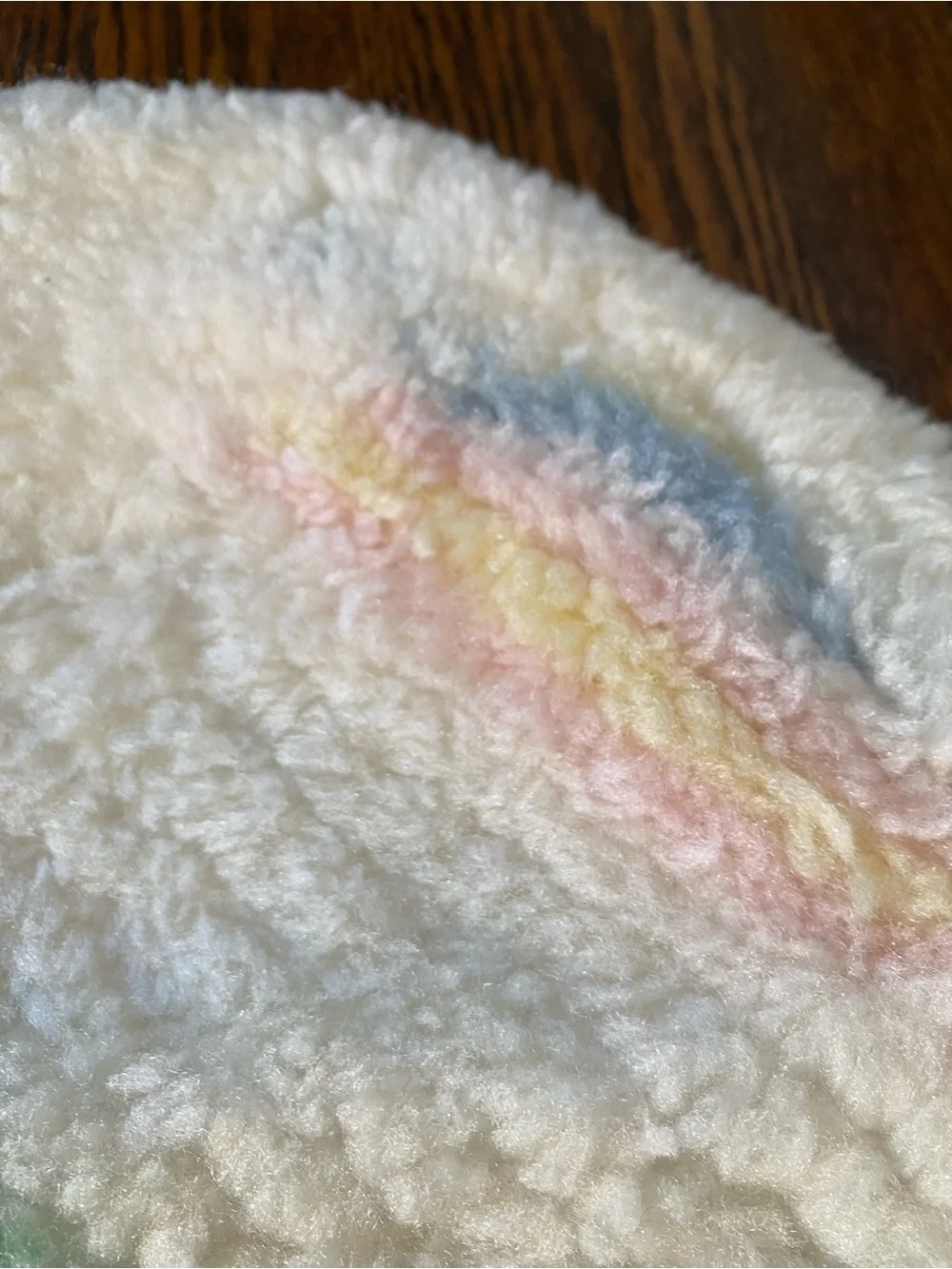 Vintage 1970s 80s Fuzzy Toilet Lid Cover Rainbow Pastel NOS